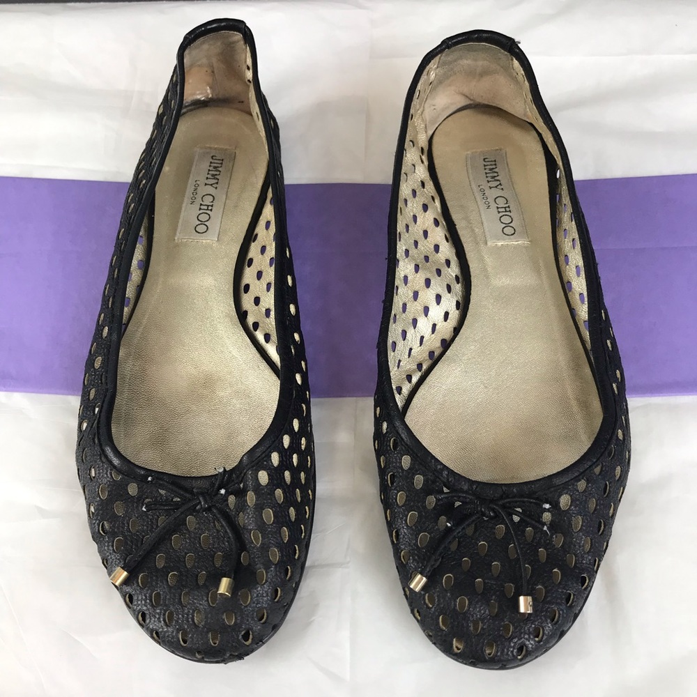Jimmy Choo Black Cut Out Flats